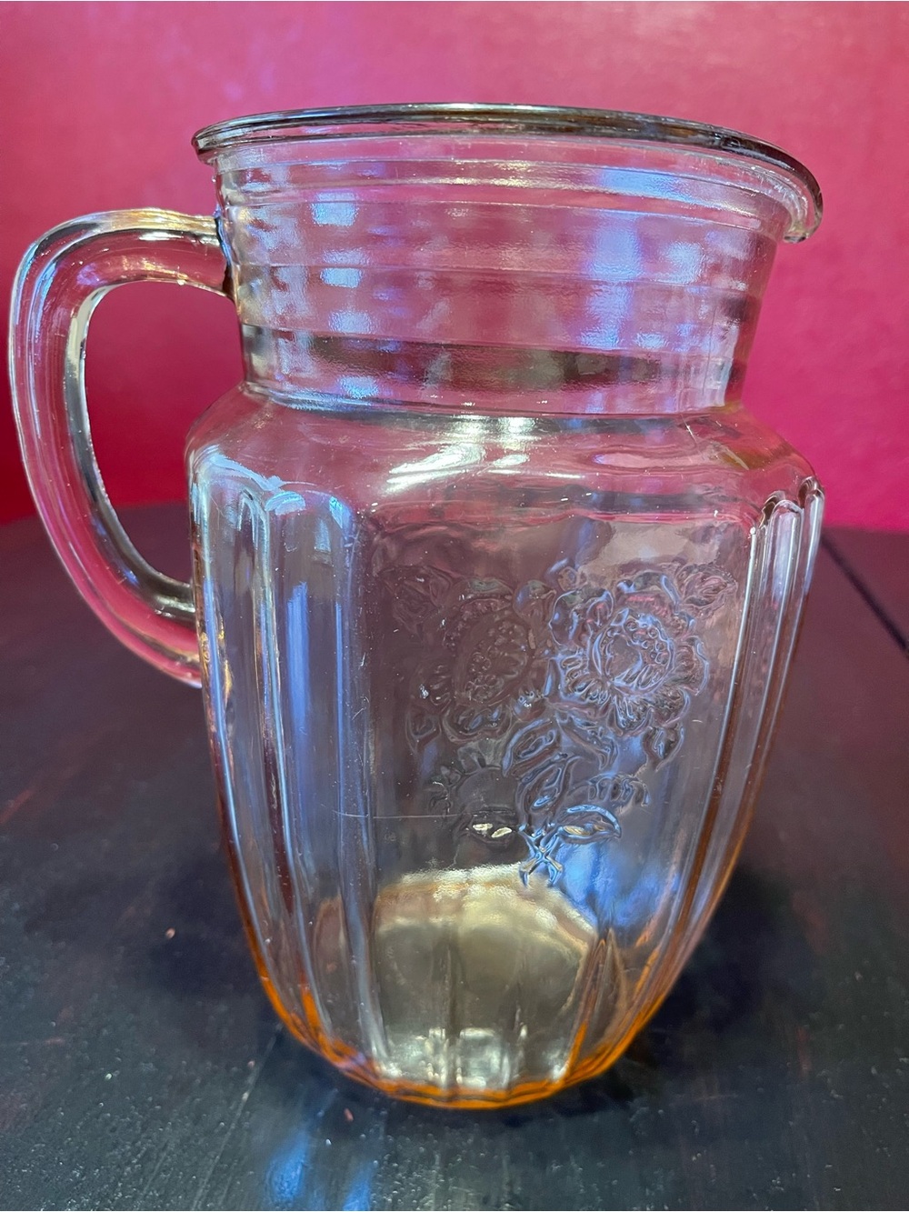 Vintage Anchor Hocking Mayfair "Open Rose" pink depression glass pitcher